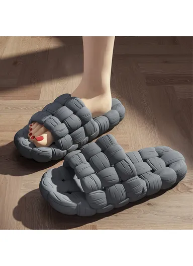 1 Pair EVA Shower Shoes Quick Dry Non-Slip Bathroom Slippers - Grey / Fits 43-44