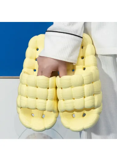 1 Pair EVA Shower Shoes Quick Dry Non-Slip Bathroom Slippers - Grey / Fits 43-44