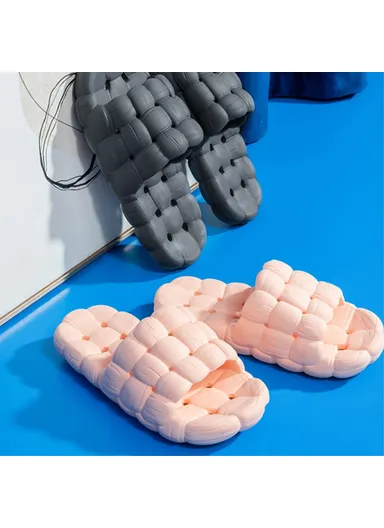 1 Pair EVA Shower Shoes Quick Dry Non-Slip Bathroom Slippers - Grey / Fits 43-44