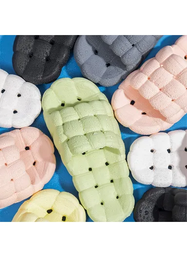 1 Pair EVA Shower Shoes Quick Dry Non-Slip Bathroom Slippers - Grey / Fits 43-44