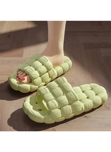 1 Pair EVA Shower Shoes Quick Dry Non-Slip Bathroom Slippers - Green / Fits 39-40