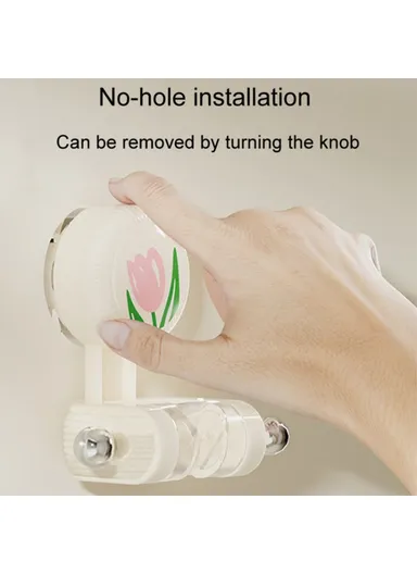 Tulip Shape Suction Cup Shower Head Holder Drill Free Wall Mount Shower Head Support - Pink