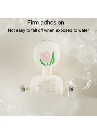 Tulip Shape Suction Cup Shower Head Holder Drill Free Wall Mount Shower Head Support - White