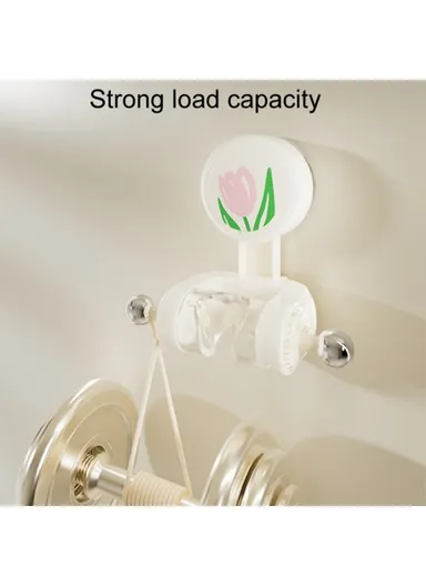 Tulip Shape Suction Cup Shower Head Holder Drill Free Wall Mount Shower Head Support - White