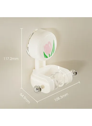 Tulip Shape Suction Cup Shower Head Holder Drill Free Wall Mount Shower Head Support - White