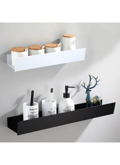 60cm Simple Bathroom Kitchen Wall-Mounted Aluminum Storage Rack 5304 - Black