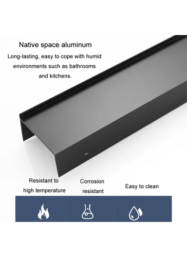 60cm Simple Bathroom Kitchen Wall-Mounted Aluminum Storage Rack 5304 - Black