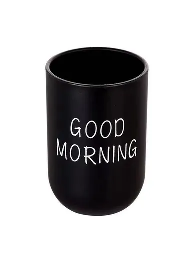 330ml Japanese Style Letters Design PP Toothbrush Holder Container Bathroom Rinse Cup - Black