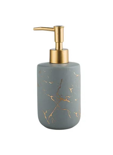 370ml Nordic Soap Dispenser Marble Texture Ceramic Refillable Pump Bottle for Shampoo, Body Wash &amp; Hand Sanitizer - Matte Grey
