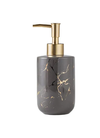 370ml Nordic Soap Dispenser Marble Texture Ceramic Refillable Pump Bottle for Shampoo, Body Wash &amp; Hand Sanitizer - Bright Grey