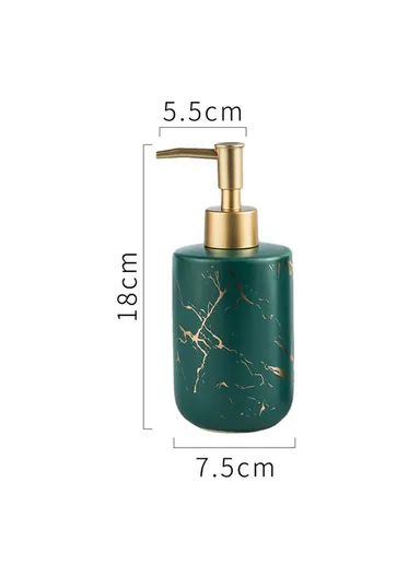 370ml Nordic Soap Dispenser Marble Texture Ceramic Refillable Pump Bottle for Shampoo, Body Wash &amp; Hand Sanitizer - Matte Black