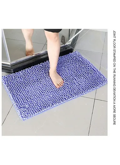 Bathroom Rug Mat Absorbent Water Bath Rug Non Slip Washable Chenille Shower Mat - Champagne