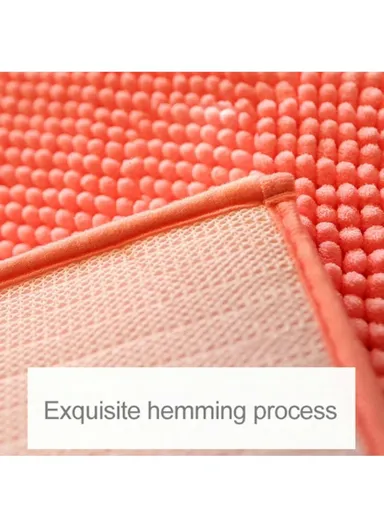 Bathroom Rug Mat Absorbent Water Bath Rug Non Slip Washable Chenille Shower Mat - Champagne