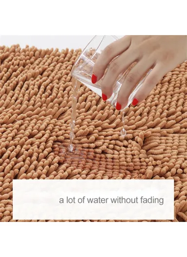 45 x 70cm Quick Drying Soft Chenille Bath Mat Absorbent Non Slip Doormat for Bathroom - Rose