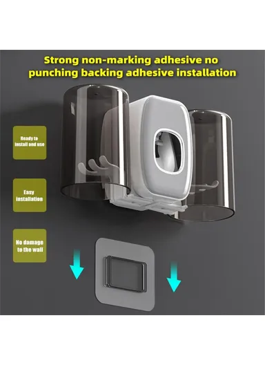 Wall Mounted Toothbrush Holder UV Sanitizer Smart Electric Toothbrush Cup Organizer with Toothpaste Dispenser - White