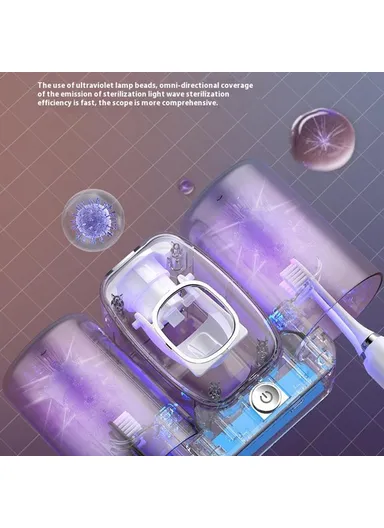 Wall Mounted Toothbrush Holder UV Sanitizer Smart Electric Toothbrush Cup Organizer with Toothpaste Dispenser - White