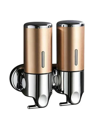 Stainless Steel Dual Head Soap Dispenser 1000ml Manual Push Pump Shampoo Body Wash - Gold
