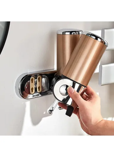 1000ml Stainless Steel Dual Head Soap Dispenser 1000ml Manual Push Pump Shampoo Body Wash - Gold