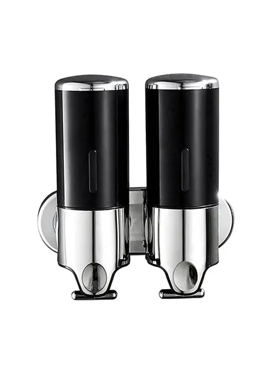 1000ml Double Head Soap Dispenser Capacity Stainless Steel Manual Push Shampoo Shower Pump - Transparent