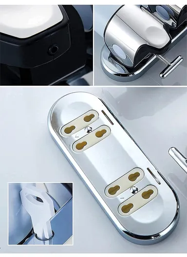 Double Head Soap Dispenser 1000ml Capacity Stainless Steel Manual Push Shampoo Shower Pump - White