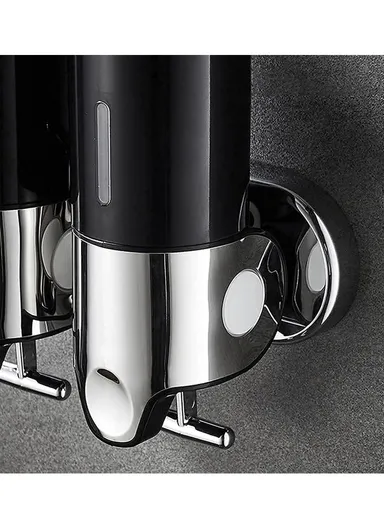 1000ml Double Head Soap Dispenser Capacity Stainless Steel Manual Push Shampoo Shower Pump - Black