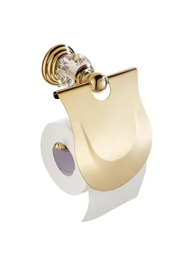 Stainless Steel Toilet Paper Holder Gold Plated Bathroom Tissue Roll Stand Wall Mount with Cover