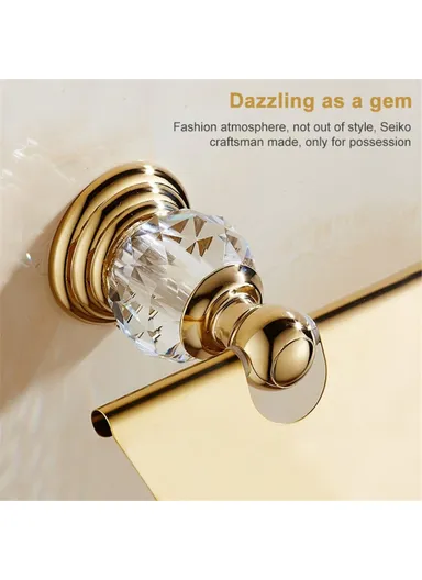 Stainless Steel Toilet Paper Holder Gold Plated Bathroom Tissue Roll Stand Wall Mount with Cover (L12xW9xH17)cm