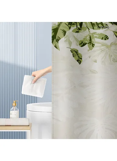 120x180cm Thicken Shower Curtain Fresh Plant Pattern Bathroom Polyester Shower Curtain - RD-03
