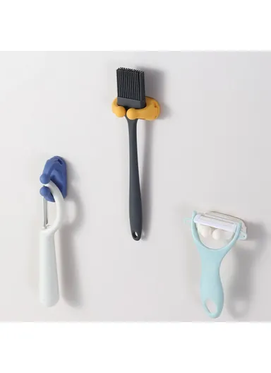 Waterproof Silicone Hanger Adhesive Wall Hook for Bathroom Toothbrush Holder Rack - Blue