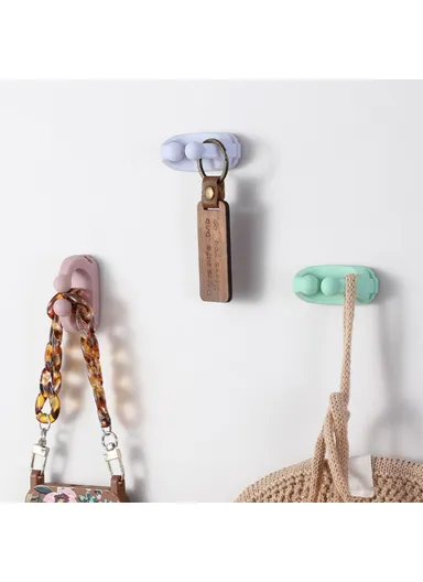 Waterproof Silicone Hanger Adhesive Wall Hook for Bathroom Toothbrush Holder Rack - Blue