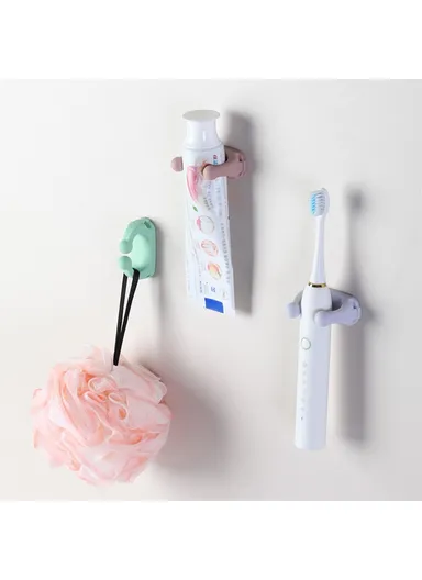 Waterproof Silicone Hanger Adhesive Wall Hook for Bathroom Toothbrush Holder Rack - Green