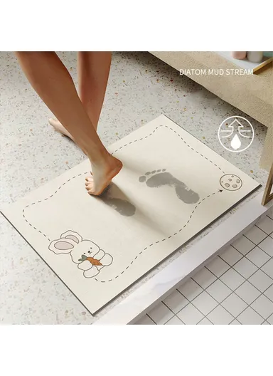 80X120cm Absorbent Diatomud Bath Mat Quick Drying Bathroom Rug Non-Slip Foot Pad Y-0201-01 - Style H