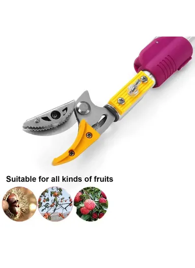 2.2m Telescopic Fruit Picker 2 Sections Extendable Aluminum Alloy Pole Pruning Shears Harvesting Tool