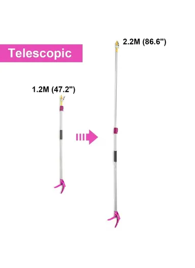 2.2m Telescopic Fruit Picker 2 Sections Extendable Aluminum Alloy Pole Pruning Shears Harvesting Tool