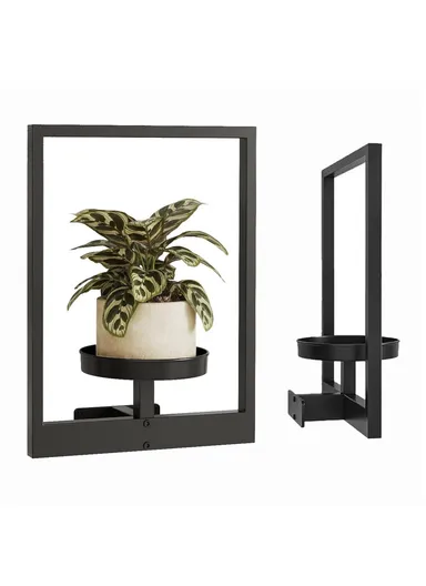 Plant Pot Shelf Indoor Outdoor Wall Mounted Decorative Flower Rack Iron Display Stand (L40xW30xD10)cm