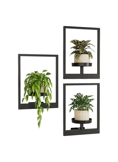 Plant Pot Shelf Indoor Outdoor Wall Mounted Decorative Flower Rack Iron Display Stand (L40xW30xD10)cm