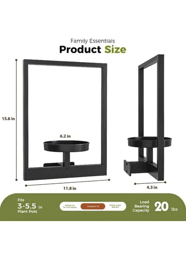 Plant Pot Shelf Indoor Outdoor Wall Mounted Decorative Flower Rack Iron Display Stand (L40xW30xD10)cm