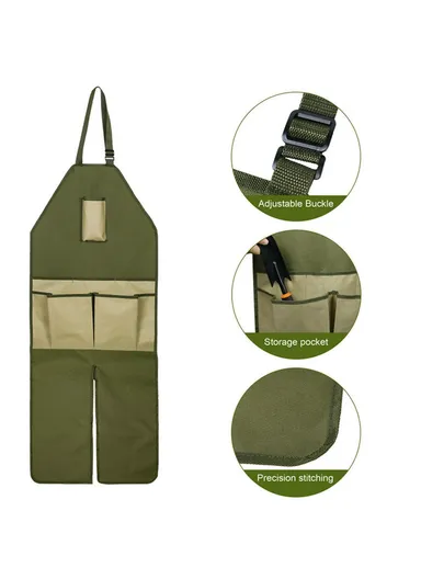 Oxford Fabric Leg Protection Garden Apron with Tool Storage Pockets for Pruning / Gardening / Harvesting (L118xW45)cm - Brown