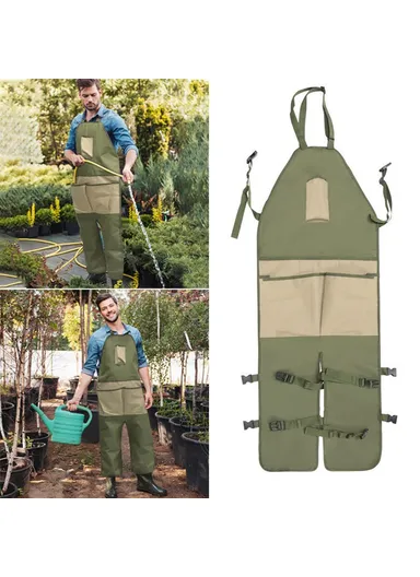 Oxford Fabric Leg Protection Garden Apron with Tool Storage Pockets for Pruning / Gardening / Harvesting (L118xW45)cm - Brown