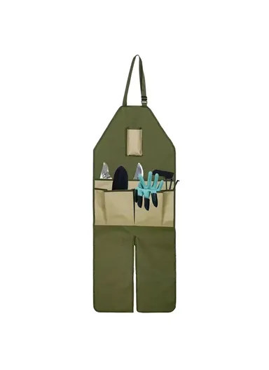 Oxford Fabric Leg Protection Garden Apron with Tool Storage Pockets for Pruning / Gardening / Harvesting (L118xW45)cm - Khaki