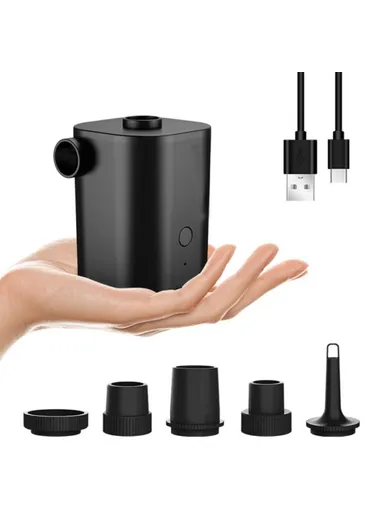 Portable Air Pump Multifunctional Quick Inflate, Wireless Electric Pump for Air Mattress, Pool Toys, Swimming Ring - Black