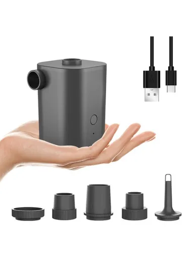 Portable Air Pump Multifunctional Quick Inflate, Wireless Electric Pump for Air Mattress, Pool Toys, Swimming Ring - Grey