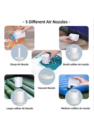 Portable Air Pump Multifunctional Quick Inflate, Wireless Electric Pump for Air Mattress, Pool Toys, Swimming Ring - Grey