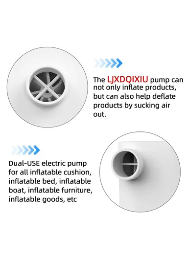 Portable Air Pump Multifunctional Quick Inflate, Wireless Electric Pump for Air Mattress, Pool Toys, Swimming Ring - Grey