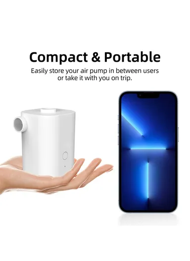 Portable Air Pump Multifunctional Quick Inflate, Wireless Electric Pump for Air Mattress, Pool Toys, Swimming Ring - Grey