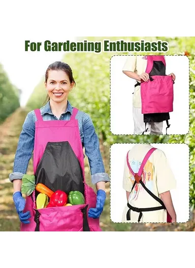 Outdoor Picking Gardening Apron with Pockets, Adjustable Waterproof Oxford Cloth Harvest Apron - Grey
