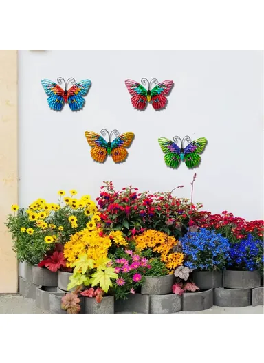 Home Decor Outdoor Garden Hanging Iron Pendant Butterfly Shape Decoration YY1119 - Blue