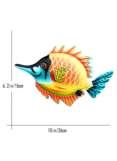 16x26cm Garden Home Decoration Iron Fish Wall Decor Hanging Pendant YZ230811  - Orange