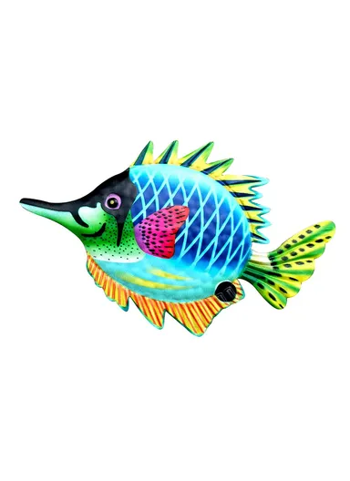 16x26cm Garden Home Decoration Iron Fish Wall Decor Hanging Pendant YZ230811  - Blue+Green
