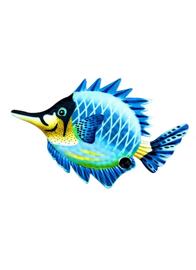 16x26cm Garden Home Decoration Iron Fish Wall Decor Hanging Pendant YZ230811 - Blue
